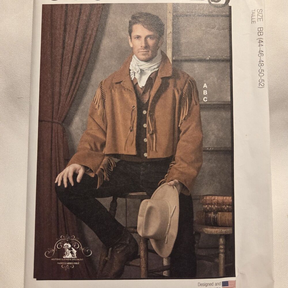 McCalls M8399 Mens Jacket Cowboy Costume Size 44 to 52 Sewing Pattern UNCUT - Picture 5 of 5